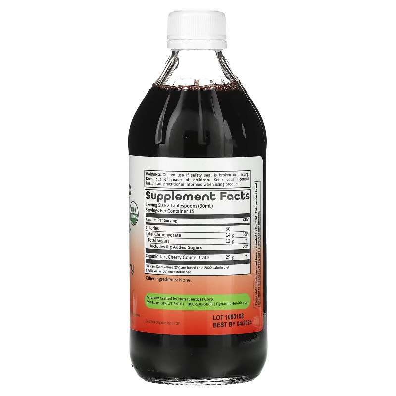 Dynamic Health  Laboratories Органически сертифицированный концентрат вишневого сока 16 жидких унций (473 мл)