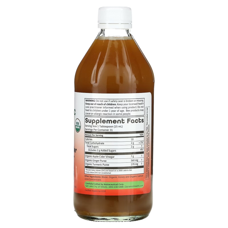 Dynamic Health  Laboratories, Тоник для выведения токсинов с органическим яблочным уксусом, 16 жидких унций (473 мл)