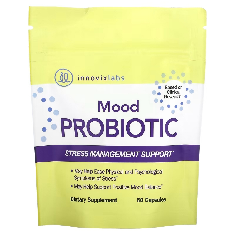 InnovixLabs, Пробиотик для улучшения настроения, помощь в борьбе со стрессом, 60 капсул