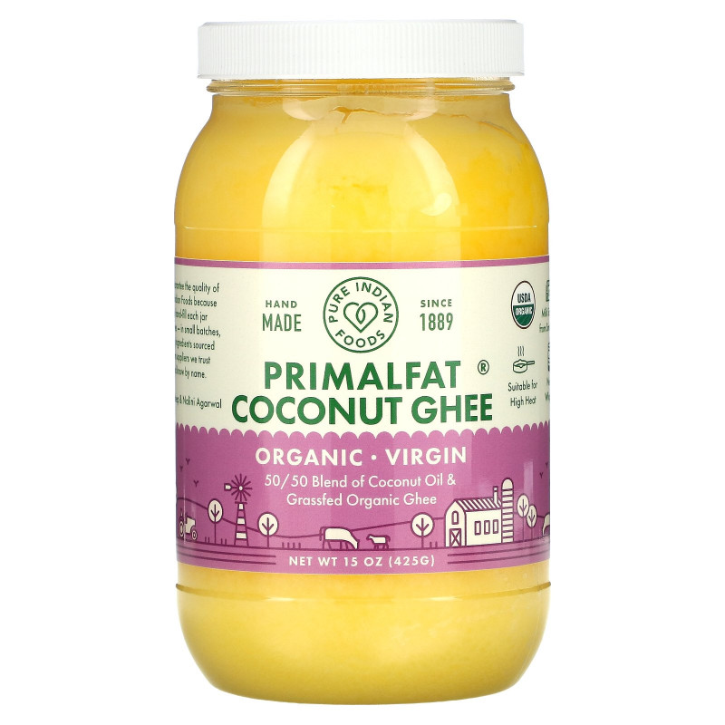 Pure Indian Foods Coconut Ghee Organic & Virgin PrimalFat 15 oz (425 g)