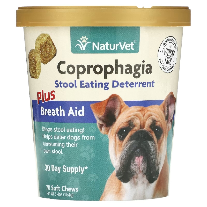 NaturVet, Coprophagia, добавка против копрофагии, с освежителем дыхания, 70 жевательных таблеток, 154 г (5,4 унции)