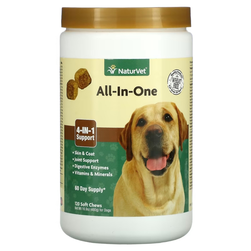 NaturVet, All-In-One, For Dogs, 120 Soft Chews, 16.9 oz (480 g)
