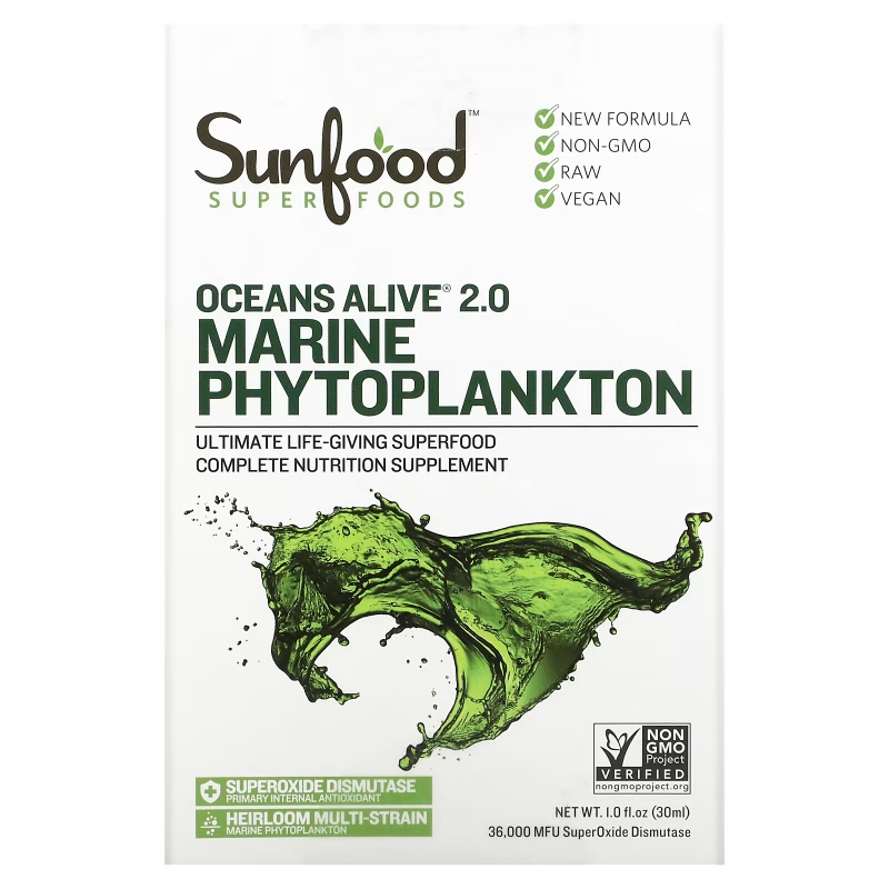 Sunfood Морской фитопланктон "Живой океан" 1 жидкая унция (29.5 мл)