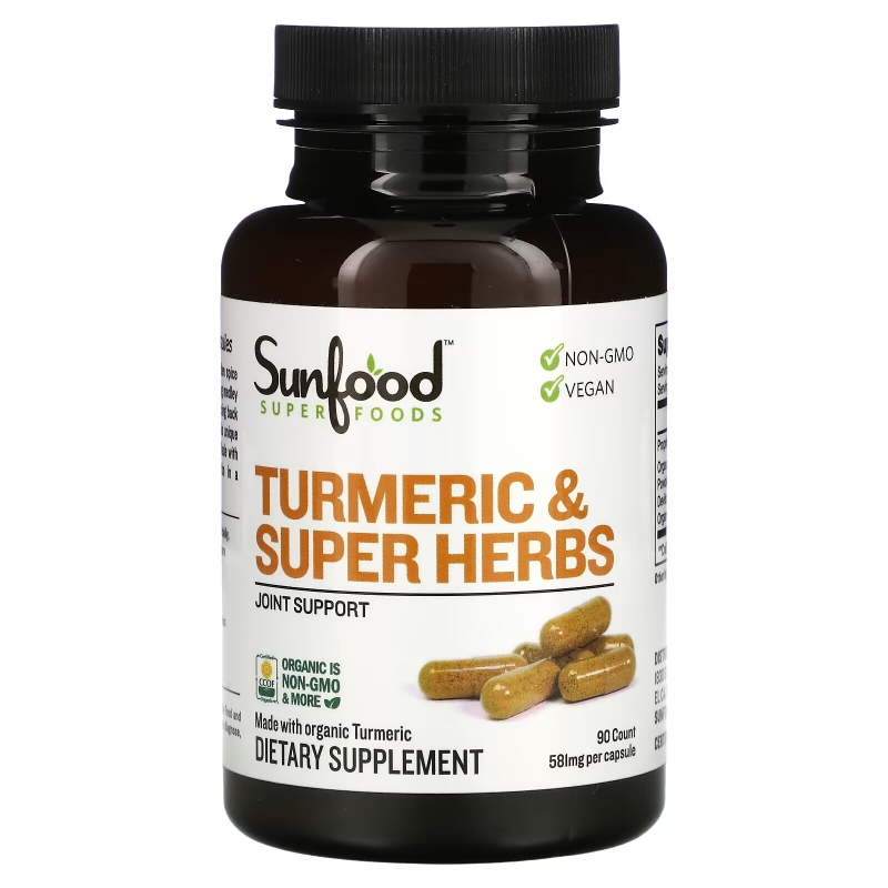Sunfood, Turmeric & Super Herbs, 601 mg, 90 Count