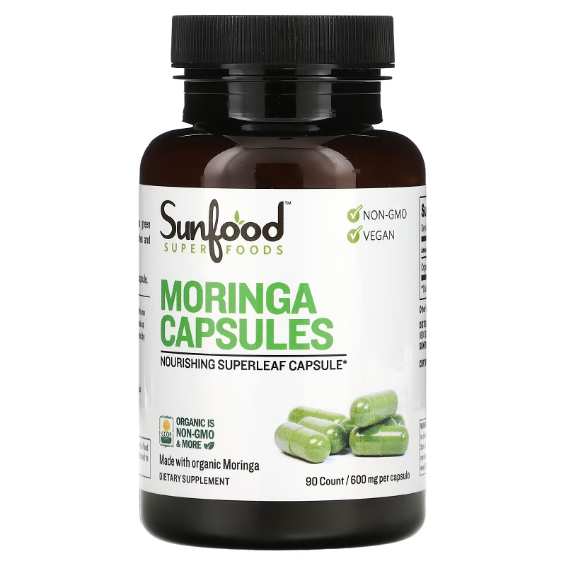 Sunfood, Moringa Capsules, 600 mg, 90 Capsules