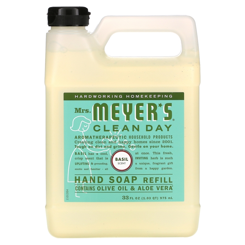 Mrs. Meyers Clean Day Жидкое мыло для рук запах базилик 33 жидких унции (975 мл)