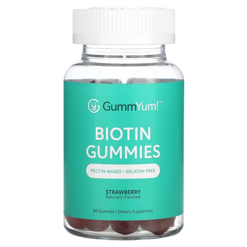 GummYum!, Biotin Gummies, Natural Strawberry Flavor, 5,000 mcg, 60 Gummies