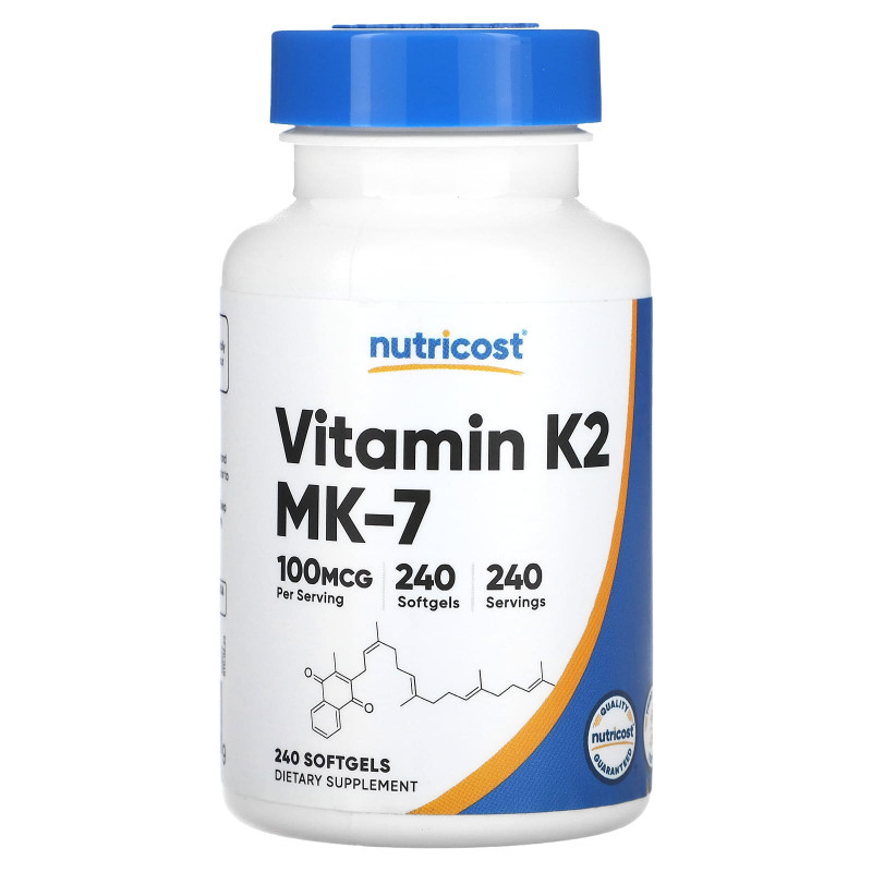 Nutricost, Витамин K2, 100 мкг, 240 мягких таблеток