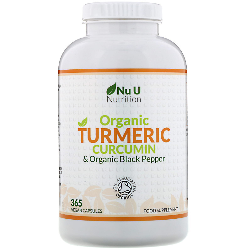 Nu U Nutrition, Органический куркумин с куркумой и органический черный перец, 365 веганских капсул