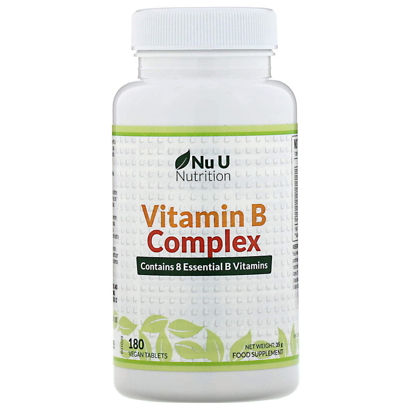 Nu U Nutrition, Комплекс витаминов В, 180 таблеток растительного происхождения