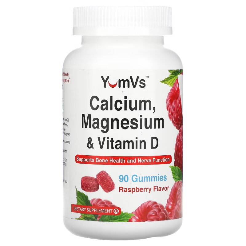 Yum-Vs, Calcium, Magnesium & Vitamin D, Raspberry, 90 Gummies
