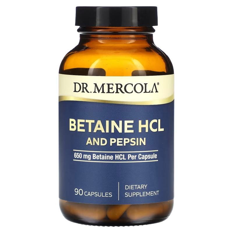 Dr. Mercola, Betaine HCL and Pepsin, 650 mg, 90 Capsules
