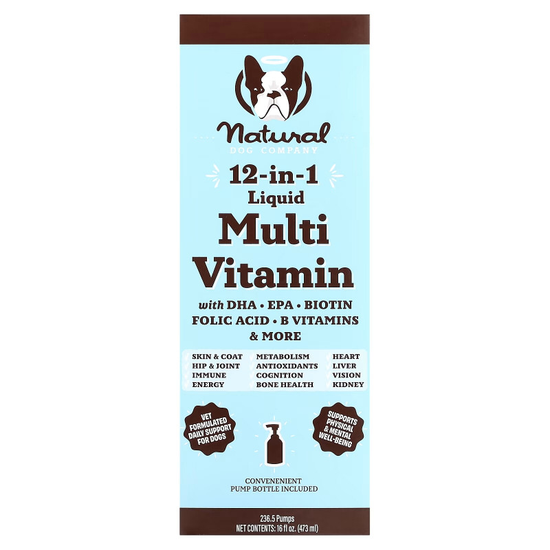 Natural Dog Company, 12-In-1 Liquid Multi Vitamin, For Dogs, All Ages, 16 fl oz (473 ml)