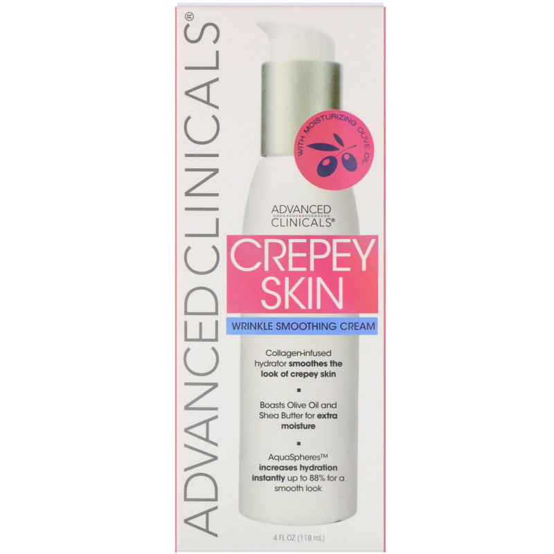 Advanced Clinicals, Crepey Skin, Wrinkle Smoothing Cream, 4 fl oz (118 ml)