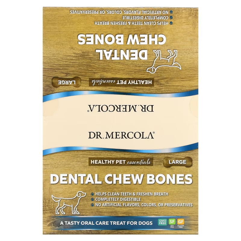 Dr. Mercola, Dental Chew Bone, Large, для собак, 12 костей, 61 г (2,15 унции)