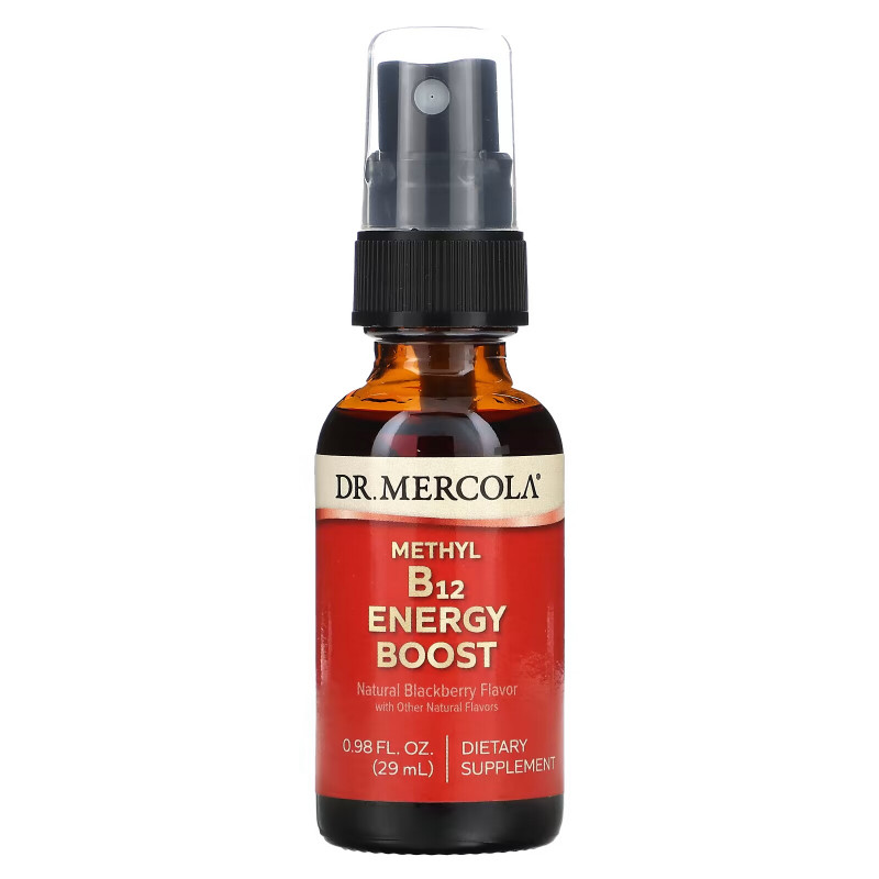 Dr. Mercola, Vitamin B12 Energy Booster, Natural Blackberry Flavor, 0.85 fl oz (25 ml)