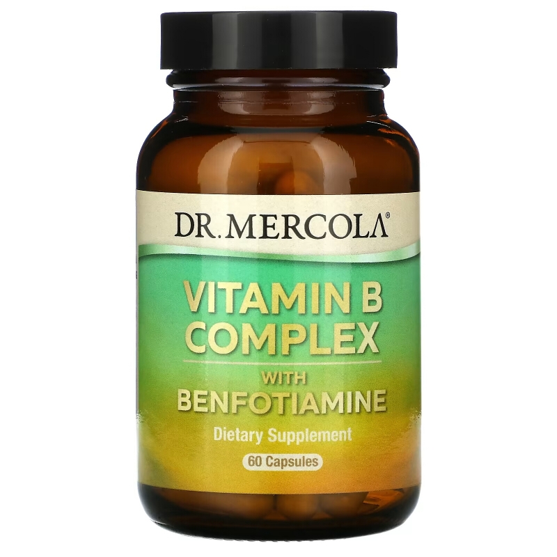 Dr. Mercola, Комплекс витамина B с бенфотиамином, 60 капсул