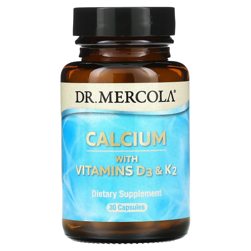 Dr. Mercola, Кальций с витаминами D3 & K2, 30 капсул