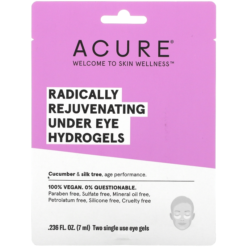 Acure, Радикально омолаживающая гидрогелевая маска под глаза, 2 одноразовых гелевых накладки, 0,236 ж. унц. (7 мл)