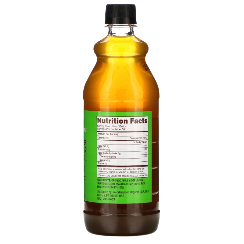 Wedderspoon, Яблочный уксус с KFactor 16, лесной мёд манука, 25 ж. унц. (750 мл)