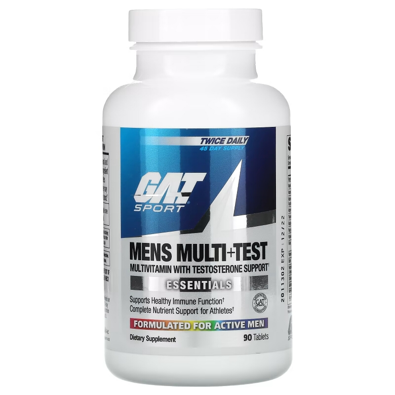 GAT, Men's Multi+Test, мультивитаминная добавка для мужчин, повышающая уровень тестостерона, 90 таблеток