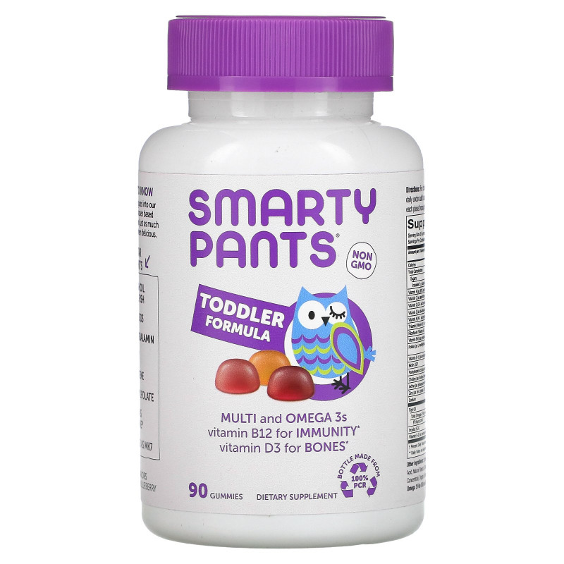 SmartyPants, Toddler Complete, Multi and Omega 3s, Grape, Orange Creme and Blueberry, 90 Gummies