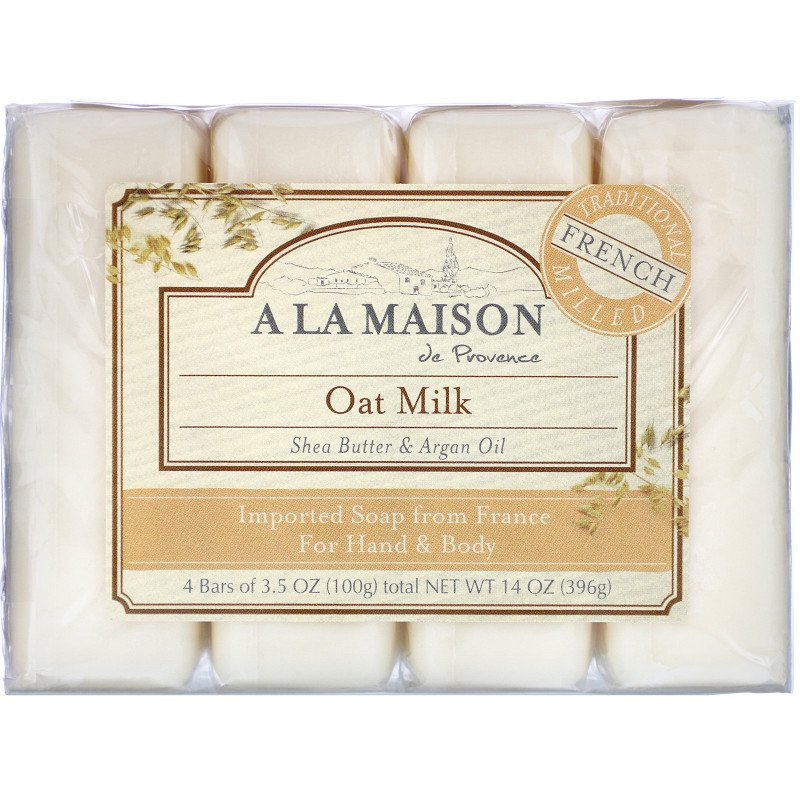 A La Maison de Provence Hand & Body Bar Soap Oat Milk 4 Bars 3.5 oz (100 g) Each