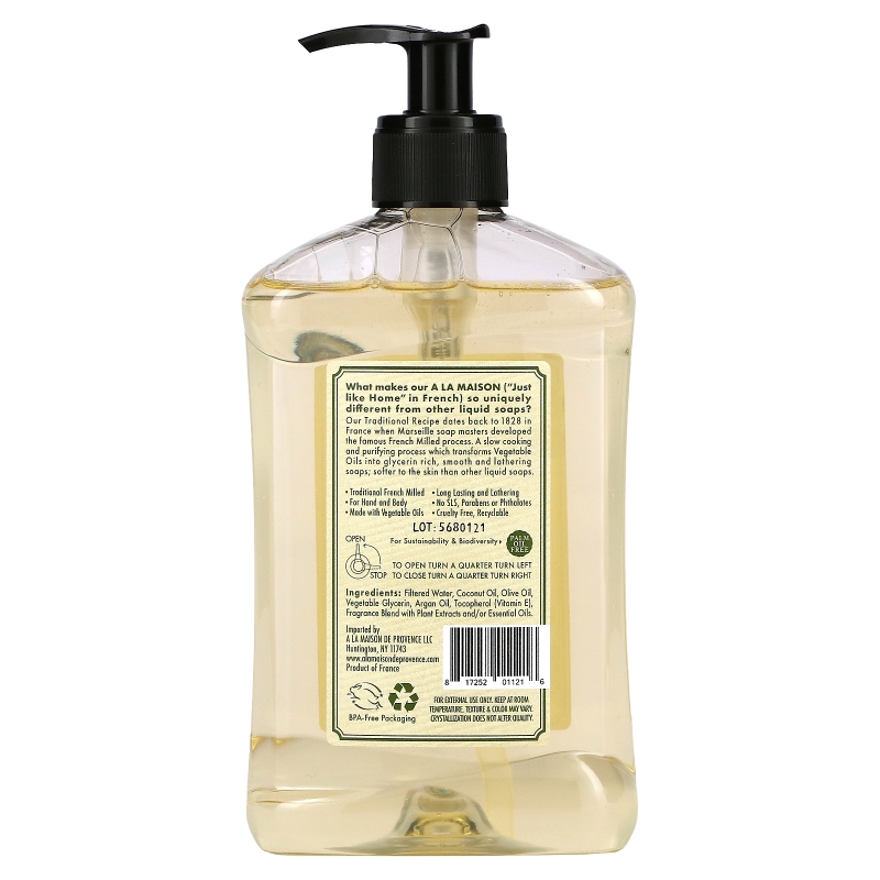A La Maison de Provence Hand & Body Liquid Soap Yuzu Lime 16.9 fl oz (500 ml)