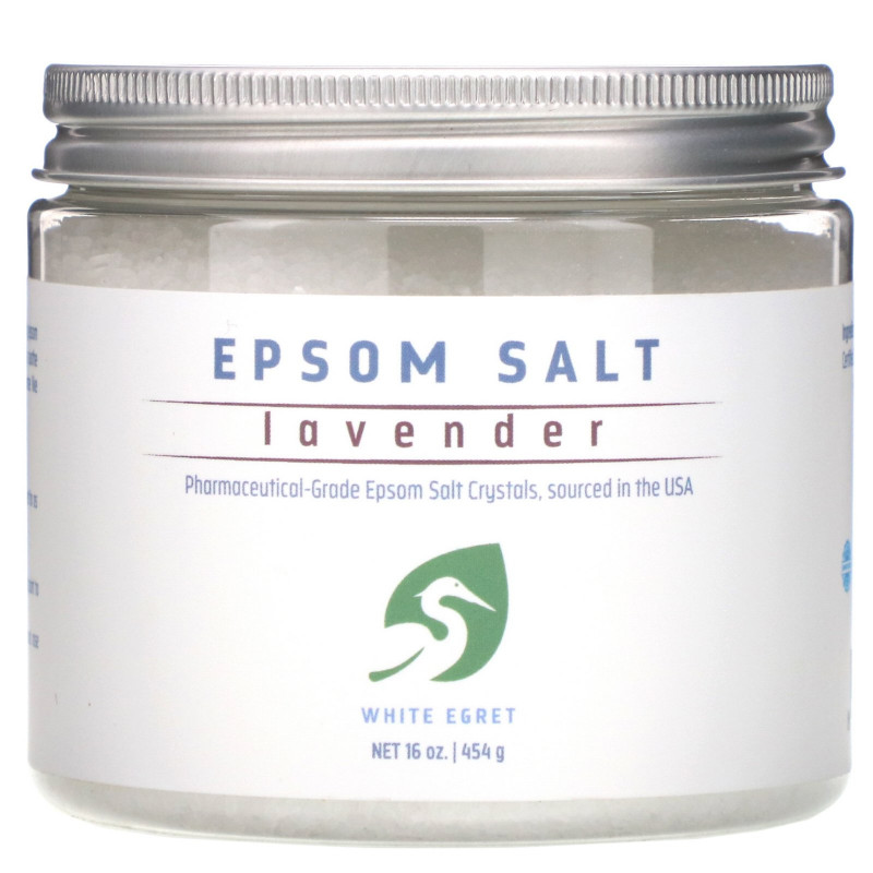 White Egret Personal Care, Lavender Epsom Salt,  16 oz (454 g)