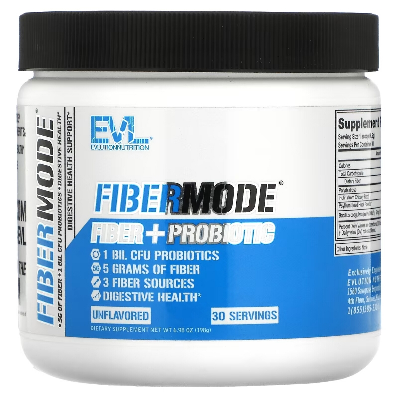 EVLution Nutrition, FiberMode, Fiber + Probiotics, Unflavored, 6.98 oz (198 g)
