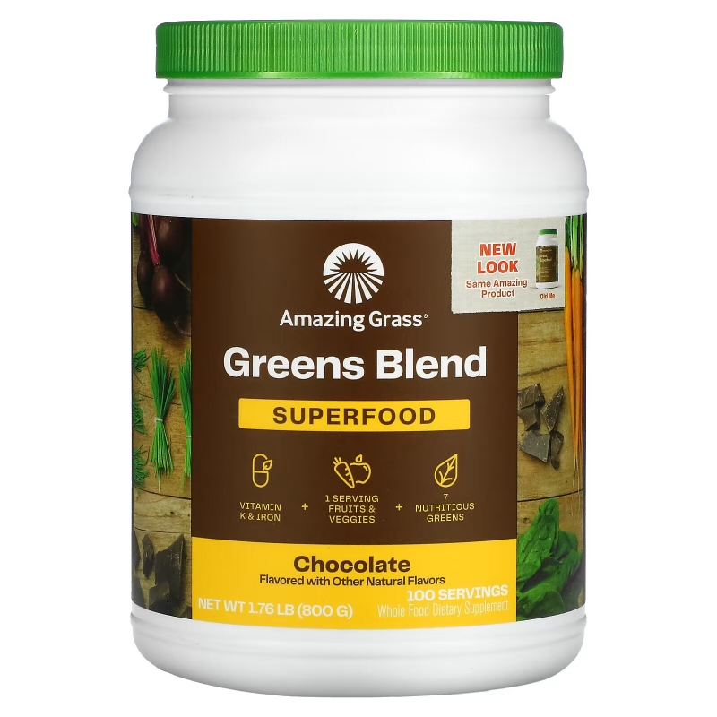 Amazing Grass Зеленый суперпродукт шоколадный растворимый напиток 28 унций (800 г)