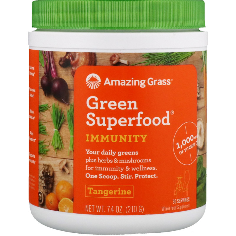 Amazing Grass Green Superfood Иммунитет мандарин 74 унции (210 г)