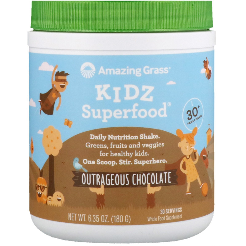 Amazing Grass Kidz SuperFood Эпатажный вкус шоколада 6,5 унций (180 г)