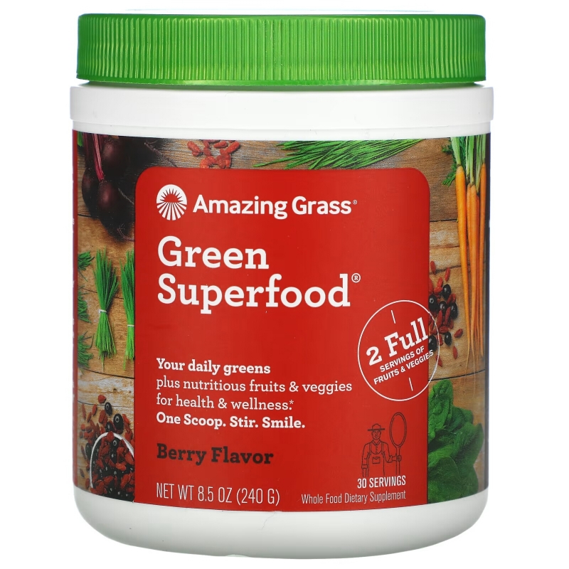 Amazing Grass Зеленая суперпища ягодный напиток в порошке 8.5 унций (240 г)