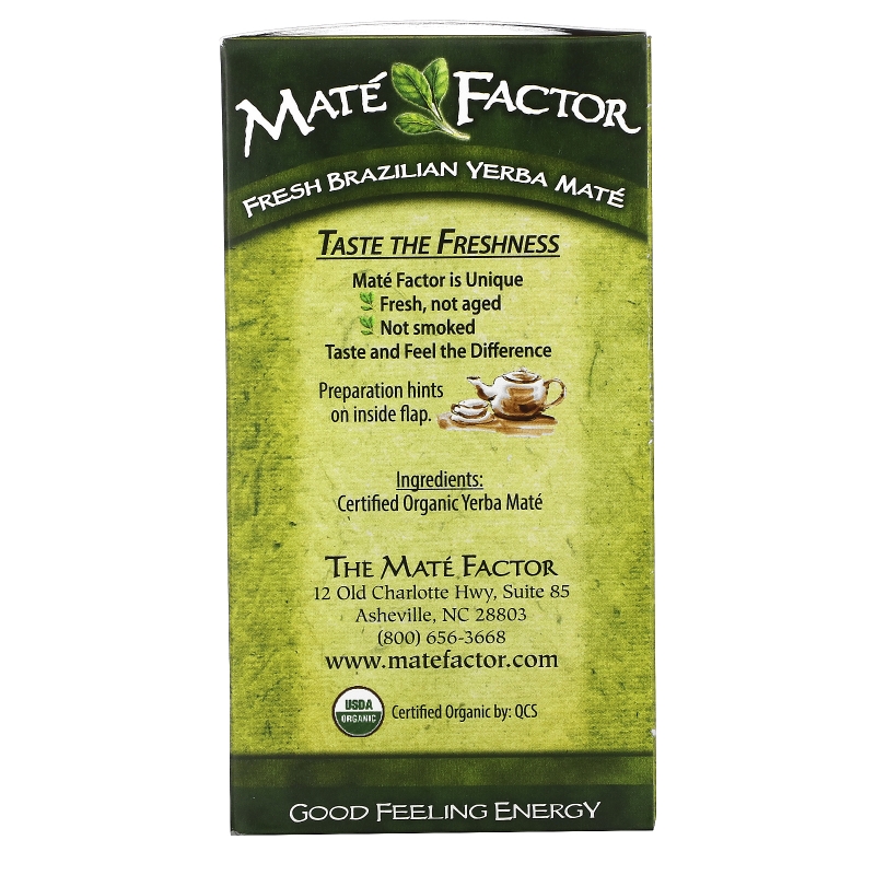 Mate Factor Органический Yerba Mate свежий зеленый чай 24 чайных пакетиков 2.96 унции (84 г)