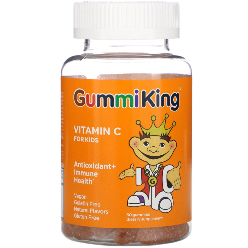 Gummi King Витамин  C для детей с натуральным апельсиновым вкусом  60 жевательных витаминов