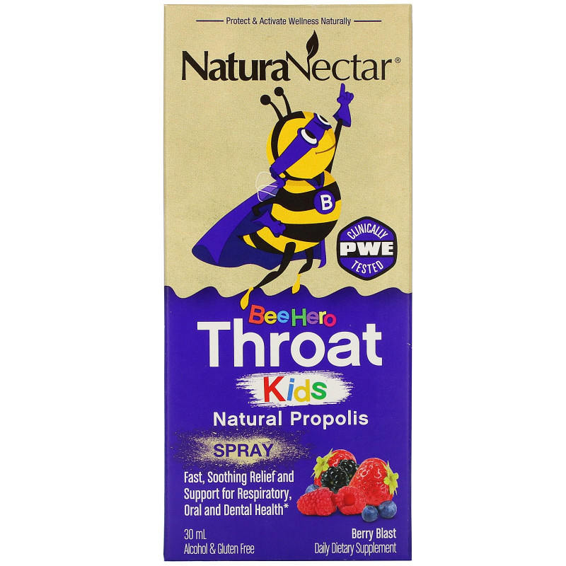 NaturaNectar, Bee Hero Throat Kids, Natural Propolis Spray, Berry Blast, 30 ml