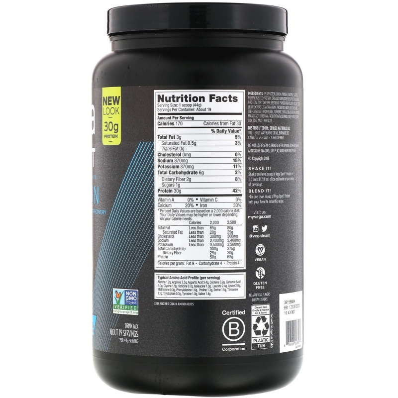 Vega, Performance Protein, Chocolate Flavor, 29.5 oz (837 g)