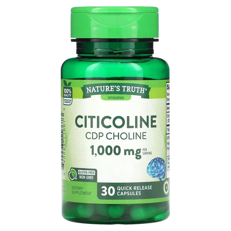 Nature's Truth, Citicoline CDP Choline, 1000 мг, 30 капсул с быстрым высвобождением