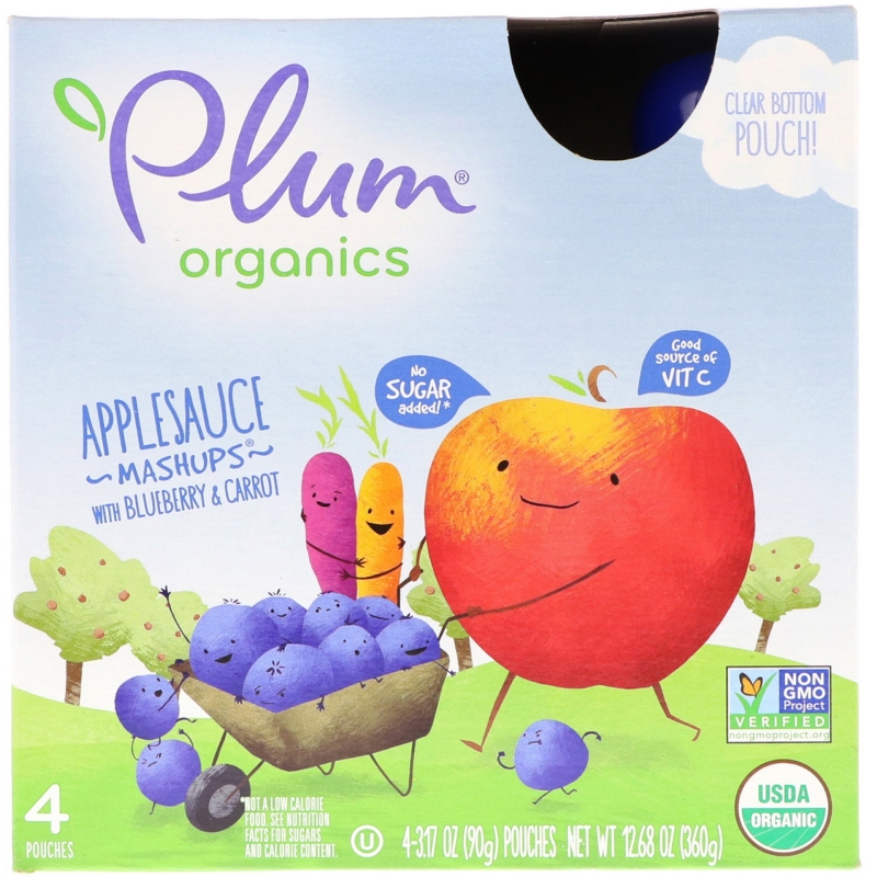 Plum Organics, Organic Mashups, Blueberry Blitz, 4 Pouches, 3.17 oz (90 g) Each