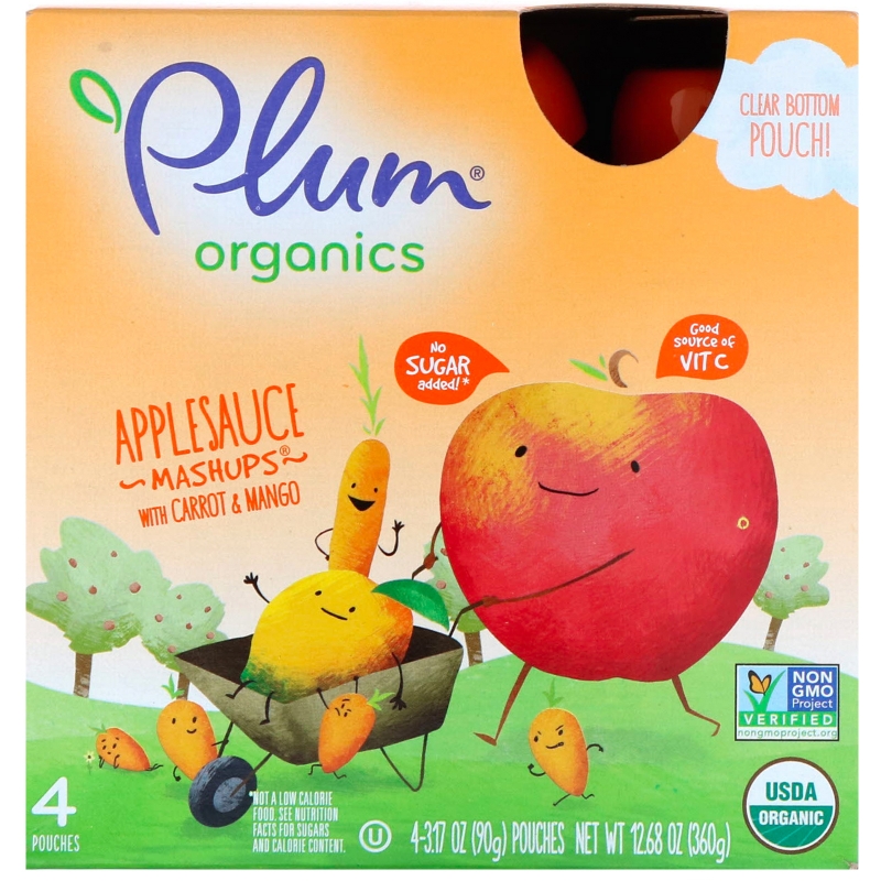 Plum Organics, Plum, Organic Mashups, Carroty Chop, 4 Pouches, 3.17 oz (90 g) Each
