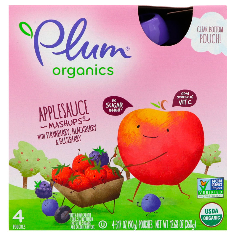Plum Organics Органическое пюре ягоды 4 пакетика 317 унции (90 г) каждый