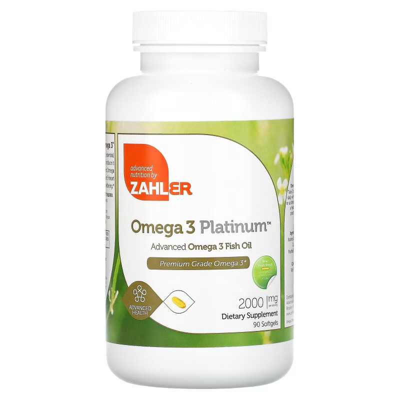 Zahler, Omega 3 Platinum, Продвинутый рыбий жир с Омега-3, 3000 мг, 90 мягких капсул