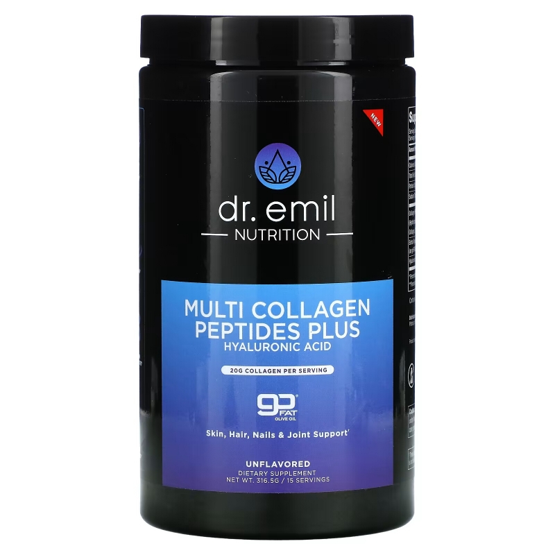 Dr. Emil Nutrition, Multi Collagen Peptides Plus Hyaluronic Acid Powder, Unflavored, 316.5 g