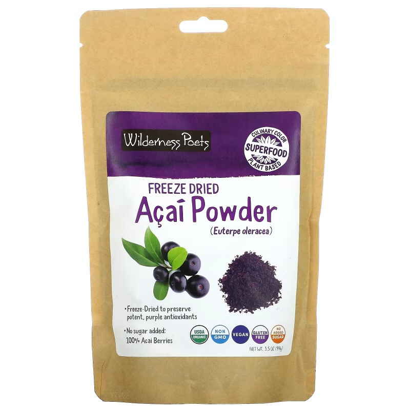 Wilderness Poets LLC, Organic Freeze Dried Acai Powder, 3.5 oz (99 g)