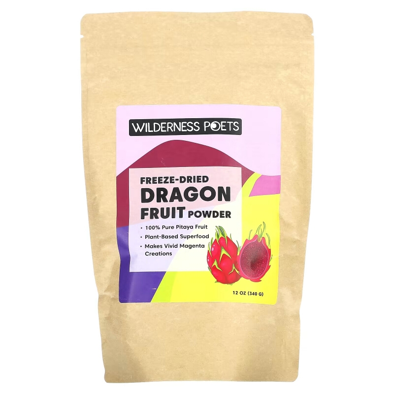 Wilderness Poets LLC, Freeze Dried Dragon Fruit Powder, Pink Pitaya, 12 oz (340 g)
