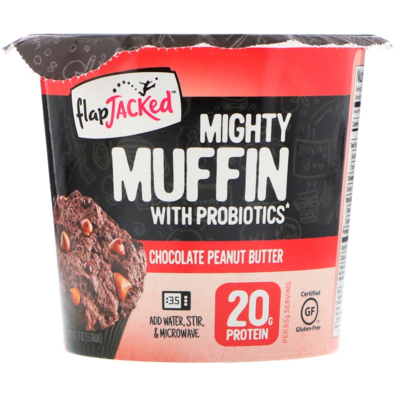 FlapJacked, Mighty Muffin With Probiotics, Chocolate Peanut Butter, 1.94 oz (55 g)