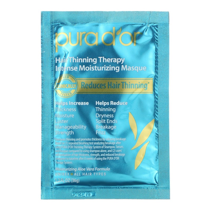 Pura D'or, Hair Loss Prevention Therapy Intense Moisturizing Masque, 8 packets of 1.5 fl oz