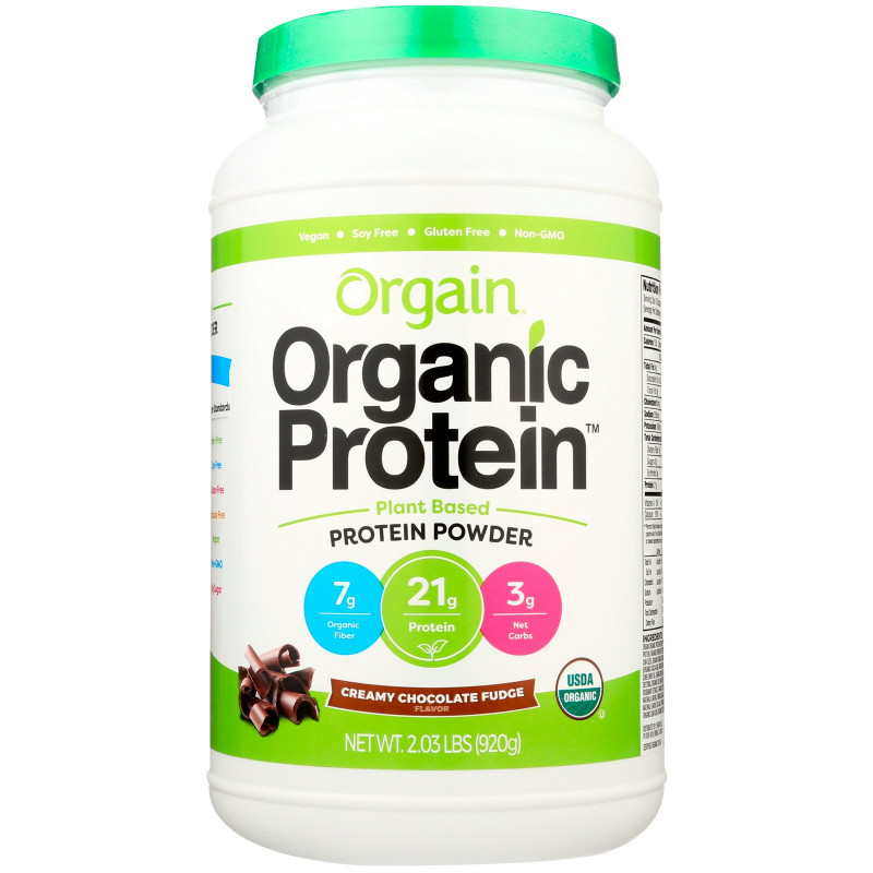 Orgain, Organic Protein Plant Based Powder, Creamy Chocolate Fudge, 2.03 lbs (920 g)