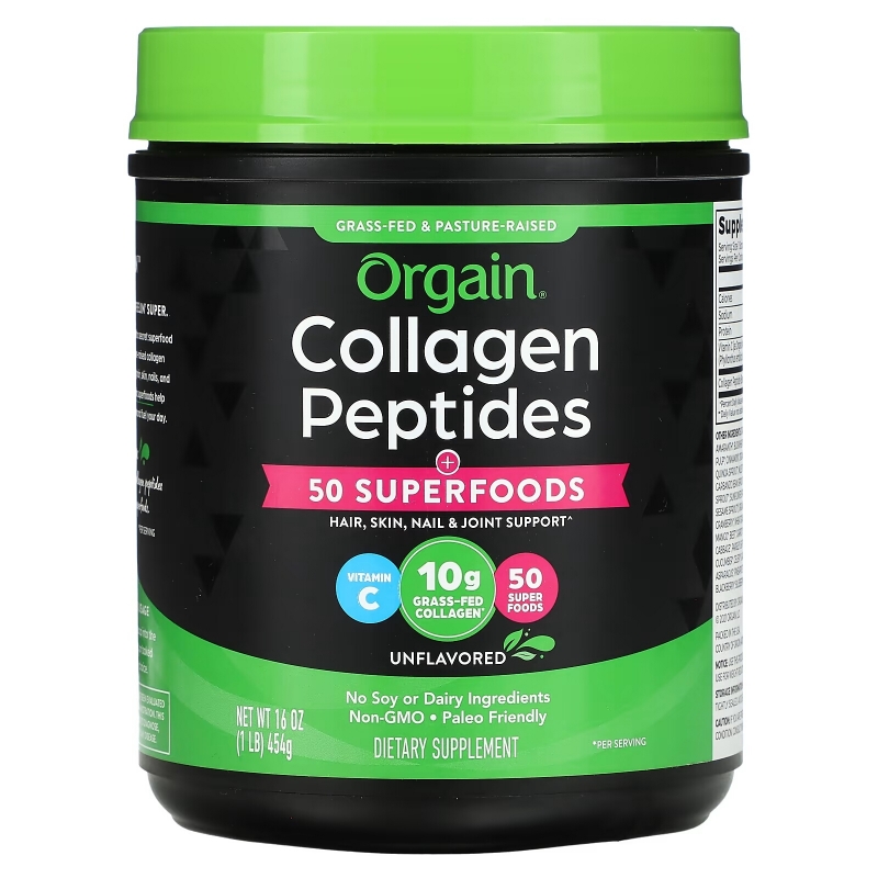 Orgain, Collagen Peptides, Plus 50 Superfoods, Unflavored, 1 lb (454 g)